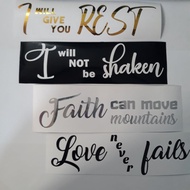 BIBLE/GOSPEL QUOTES STICKER DECALS in 2x8 in. size & 5 COLORS