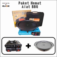 paket hemat alat BBQ - alat panggang hemat + satu set kompor dan grill pan bulgogi - kompor portable + grill pan bulgogi - royalta x welhome