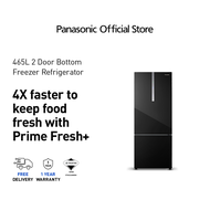 Panasonic NR-BX471 465L 2-door Bottom Freezer Refrigerator Glass Door Series NR-BX471WGKM