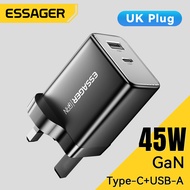Essager PD 45W GaN USBA Type C Charger PD QC 3.0 Fast Charging 45WA+C For iPhone15 14 13 Pro Samsung