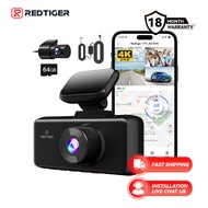 REDTIGER F17 4K Triple Dash Cam, 5G WiFi Front, Rear, and Inside Camera, Built-in GPS, IR Night Visi