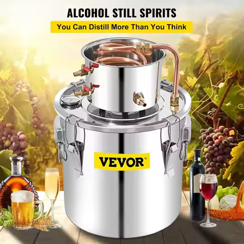 VEVOR 13.2Gal/50L Alcohol Still Stainless Steel Distiller Kit with Copper Tube & Pump for Home Brewi