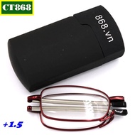 Red folding glasses with 1.5 degree lenses, folding frame glasses