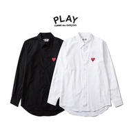 ❤❀ [Ready Stock] ❤ CDG PLAY Red Heart Embroidery Long Sleeve Casual Cotton Couple Shirt