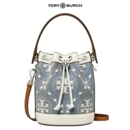 TORY BURCH 149178 Mini T Monogram Denim Bucket Bag [Pearl Blue]