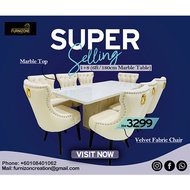 [PREORDER-7 Days] Butterfly Dining Set Marble Meja Marble / Kerusi Meja Makan 6 Kerusi 8 Kerusi