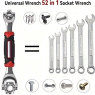 52-In-1 Multifunctional Socket Wrench Set - Metric 8-19mm, SAE 5/16"-3/4", Non-Slip Handle And 360°