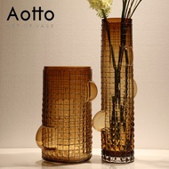 Aotto Design Sense Amber Transparent Glass Vase Living Room Dining Table Flower Arrangement Hydropon