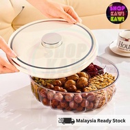 ShopKawKaw | Bekas Kuih Raya Makanan Bulat 5 Bahagian Berpenutup 5 Grid Compartments  Transparent Fo