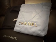 <全新可議，求有緣人> Chanel 香奈兒 Mini 22 Baby Blue 天藍配銀鏈