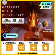 Wireless retro air humidifier with essential oil rechargeable ultrasonic portable home h2o 加湿器