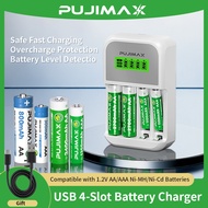 【Ready Stock】Smart Ni-MH Battery Charger 4 Slot Fast Charging For AA AAA 1.2V Rechargeable Batteries