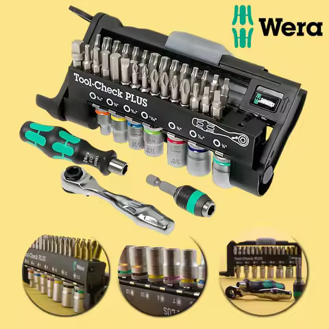WERA Tool 39 PCS Check Plus Metric Screwdriver Bit Ratchet Set with Sockets Household Tools 05056490
