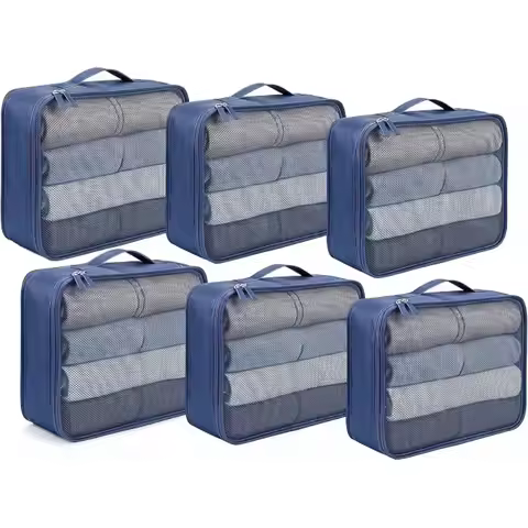 2/4/6Pcs 40*30*12CM Foldable Packing Cubes Luggage Packing Organizers for Travel Lightweight,See Thr