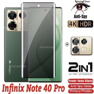 2IN1 Privacy Screen Protect Glass Phone Film For Infinix Note40 Note 40 Pro + 40Pro+ 40ProPlus 40X 4
