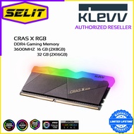 [SELIT TRADING] KLEVV CRAS X RGB DDR4 Memory 3600MHZ RAM 16GB (8GB x2)/ 32GB (16GB x2), Limited Lifetime Warranty with Tech Dynamic