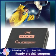 Xiyijia Video Display Switcher  1 in 4 Out 100‑240V Stereo 4K 2K Delayless Way HD Multimedia Interfa