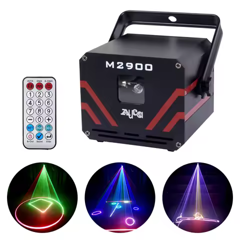 2W RGB Beam Animation Scan Laser Projector Lights Remote Control DMX512 Bars DJ Disco Show Night Lam