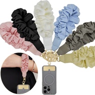 Cute Scrunchie Phone Wristband Portable Hand Strap with Tether Tab