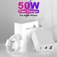 HotHotels☃50W USB C ชาร์จ iPhone 14 13 11ชาร์จเร็ว XR 7 8 Plus อุปกรณ์เสริม Lightning