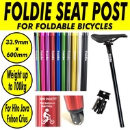 [Foldie.sg] 33.9mm x 600mm 100kg Folding Bike CNC Aluminum Seatpost Seat Bicycle Post Pole Foldie Foldable Seat Litepro