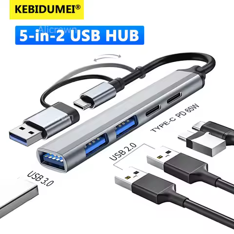 5 Port USB C HUB Type C to USB 3.0 HUB PD 65W Multi USB Splitter Docking Station Adapter OTG For Len