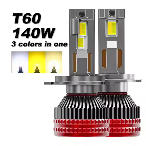 T60 H4 3 Colors in One White Yellow H7 H11 H8 H1 H3 9005 9006 HB3 HB4 9012 HIR2 LED Car Headlights D