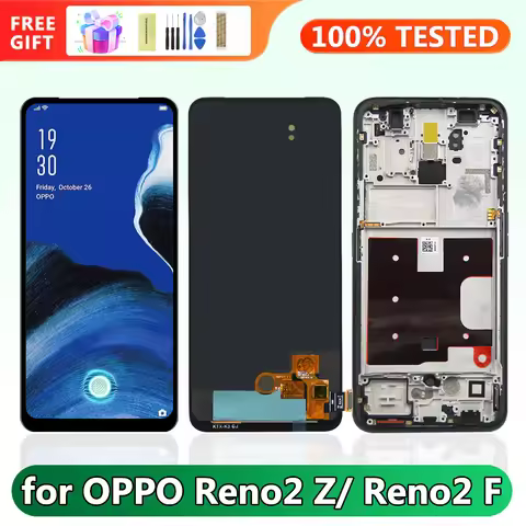 Screen for Oppo Reno2 Z Reno 2 Z PCKM70 Lcd Display Digital Touch Screen with Frame for Oppo Reno2 F