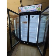 (New 2025)SAKATO 2 Doors Glass Heated Showcase Chiller 800L (BLACK) For Cake/Flower/Drinks
