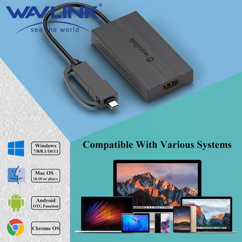Wavlink USB 3.0/USB C to HDMI DVI Display Adapter Thunderbolt 3 Compatible External Monitor Laptop G