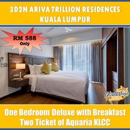 3D2N TRILLION SUITES BY SLG- ONE BEDROOM DELUXE WITH  2 BREAKFASTS + 2 TICKETS OF AQUARIA KLCC