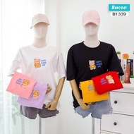 B1339 oversize T-Shirt Cotton Fabric Embroidered With A happy Everyday Bear