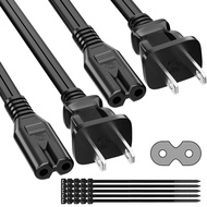Power Cord 10 Feet (2 Pack), AC Power Cable, 18AWG, 7A, 125V, 2 Prong TV Power Cable Replacement, fo