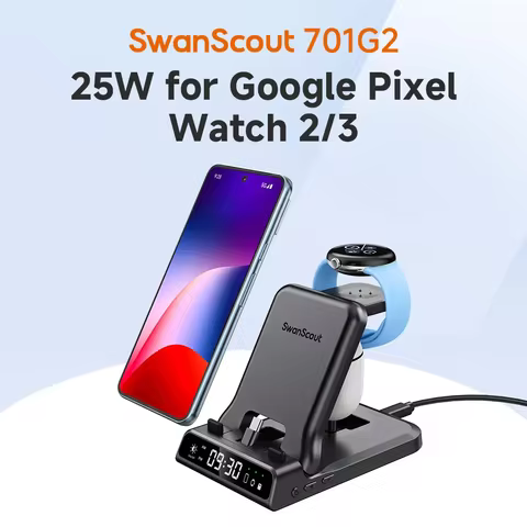 SwanScout 701G2 25W Fast Wired Charger for Google Pixel 10 Pro XL 9 8a 3 in 1 Charging Station for P