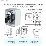 SZW26-20 20A 3 Pole Changeover Switch with Flame Retardant Shell and IP65 Rating