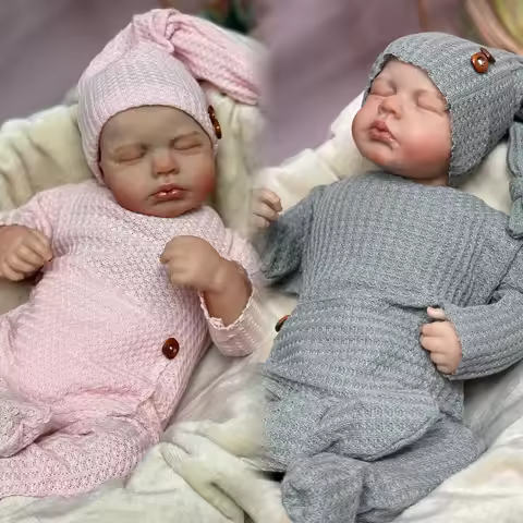 48cm Loulou Twins Bebe Reborn Dolls With Painted Hair Handmade Lifelike Realistic Muñecas Reborn For