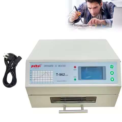 800W Automatic Reflow Machine, T962 Infrared Reflow Oven Furnace IC Heater, PCB Reflow Soldering Sta