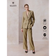 [Walenty] Emerald women's blazer Set combined with loose-fitting trousers in olive green striped her