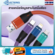 100W 3-in-1 สายเคเบิลข้อมูลชาร์จเร็ว 6.0 สายเคเบิลข้อมูลซิลิโคนหนา Type-c/Lightning/Micro USB เหมาะสำหรับ Android/iOS