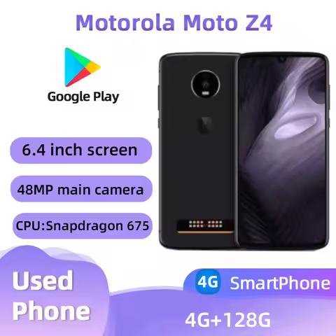 Motorola Moto Z4 XT1980 4g SmartPhone Snapdragon 675 6.4 inch AMOLED Screen 3600mAh 15W Charge 48MP 