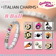 Customlala 8 Ball Flame Italian Charm Bracelet Links 9mm Bracelet Stainless Steel DIY Jewellery