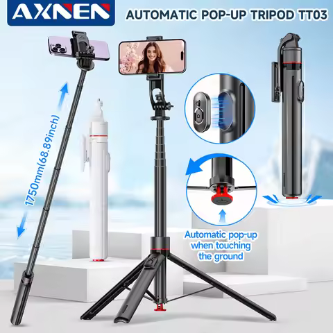 AXNEN 69.29inch TT03 Auto Pop Open Tripod Phone Stand with Magnetic Remote 1/4'' Screw for Cellphone