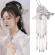Hmong U Shaped Chinese Hair Stick with Durable Metal Fringed Hair Chopsticks for Cheongsam Han Cloth