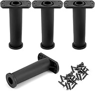 QWORK® Set of 4 Height-Adjustable Furniture Feet with Base, Height 15 cm to 25 cm, Diameter 3.8 cm, 