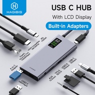 Hagibis USB C Hub With LCD Display Type C Multiport Adapter  4K HDMI-Compatible Tunderbolt 3/4 100W PD Gigabit Ethernet USB3.0 High Speed Transmission For Macbook Pro iPad HUAWEI MateBook  Cell Phone Connects To U Disk/SD/TF Data Transfer