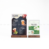 HCM HCM HCM | Tabletop meka menu, Tent card, Wooden base meka menu (free engraved logo) LUXI DECOR H