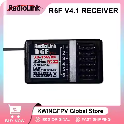 Radiolink R6F 2.4GHz 6CH Receiver Compatible with RC6GS V2/RC4GS V2/T8FB/T8S for Cars Boats & Vehicl