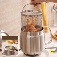 H&X Stainless Steel Oil Strainer Pot With Fine Mesh Strainer Fry Basket 1.2L Grease Container Kitche