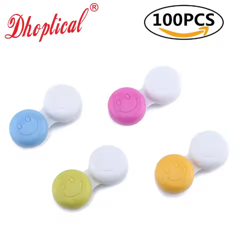 (100 Pcs) Contact Lens Case L and R Smile Picture travel by dhoptical