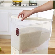 Rice Dispenser Storage Food Container Storage Box With Wheels Bekas Simpan Beras Tong Letak Beras Be